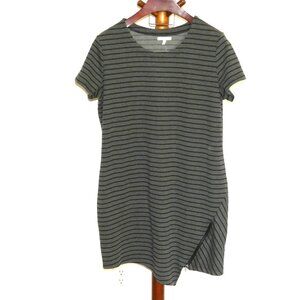 Maurices Gray Striped T-Shirt Dress Short Sleeve Hem Zip NWT